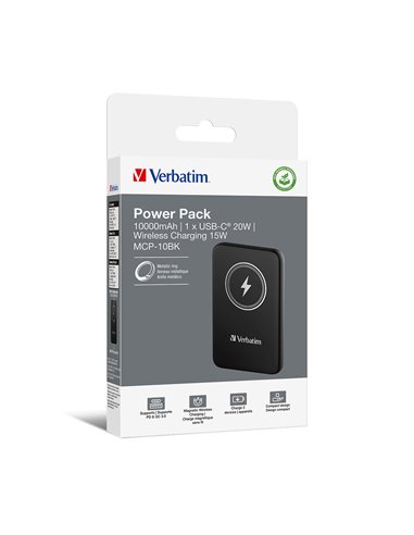 Verbatim Charge 'n' Go Magnetic Wireless Power Bank 10000 Black