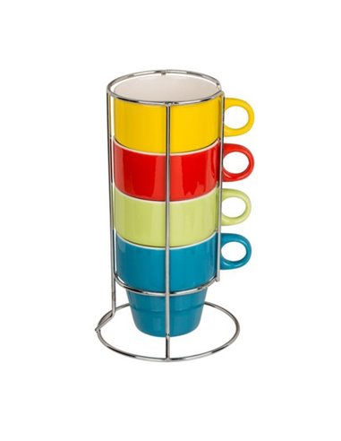 Σετ κούπες από πορσελάνη σε 4 χρώματα 9x8εκ.