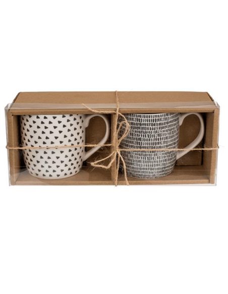 Κούπες σετ 2 τμχ με ασπρόμαυρα μοτίβα 8,6x9,2εκ.