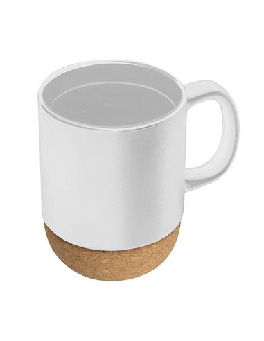 Κούπα κεραμική 350ml λευκή με βάση από φελλό 8,6x11,3εκ.