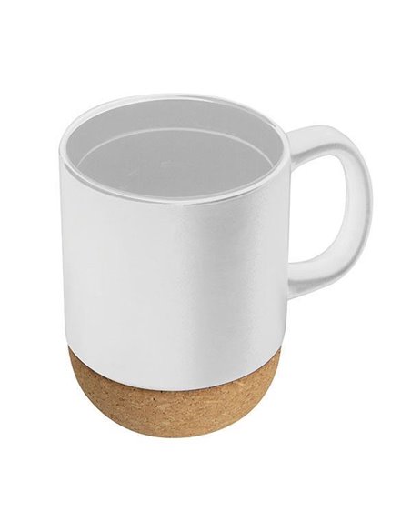 Κούπα κεραμική 350ml λευκή με βάση από φελλό 8,6x11,3εκ.