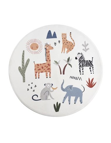 Χαλάκι παιδικό στρογγυλό για αγόρια Ø100εκ. animals I