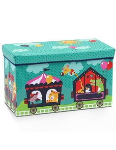 Κουτί αποθήκευσης υφασμάτινο "τρένο με ζωάκια" Υ35x60x30εκ.