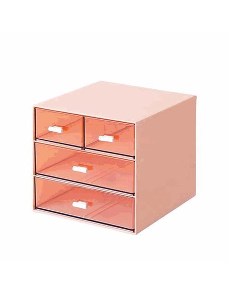 Organizer με 4 συρτάρια ροζ Y14,6x15,5x17,6εκ.