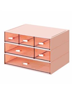 Organizer με 6 συρτάρια ροζ Y15x22,9x16,7εκ