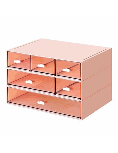 Organizer με 6 συρτάρια ροζ Y15x22,9x16,7εκ