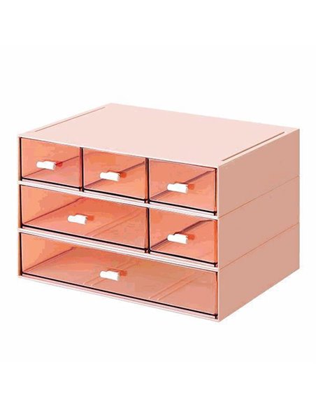 Organizer με 6 συρτάρια ροζ Y15x22,9x16,7εκ