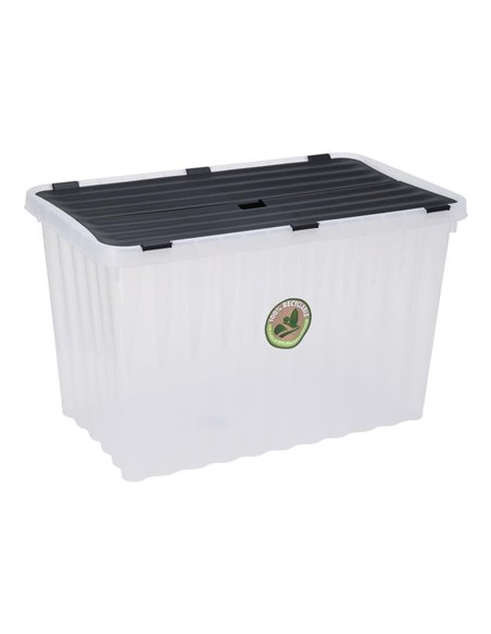 Κουτί αποθήκευσης διάφανο με μαύρο καπάκι Y59x36x36εκ.