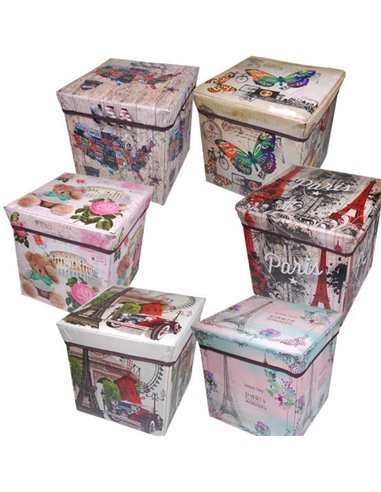 Κουτί αποθήκευσης "vintage" κοκτέηλ 6 σχέδια Υ30x30x30εκ.