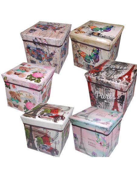Κουτί αποθήκευσης "vintage" κοκτέηλ 6 σχέδια Υ30x30x30εκ.