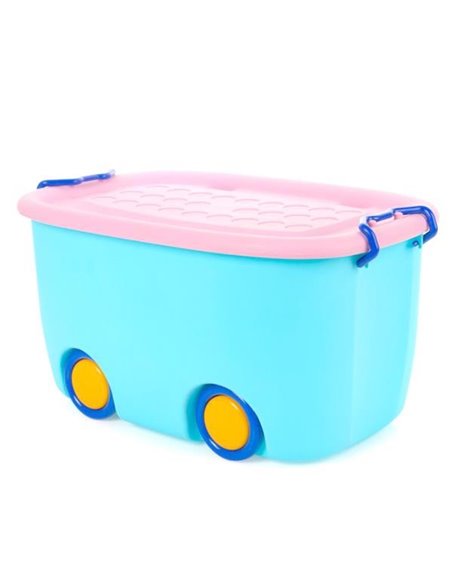 Κουτί αποθήκευσης με 4 ρόδες γαλάζιο Υ24x47x30εκ.