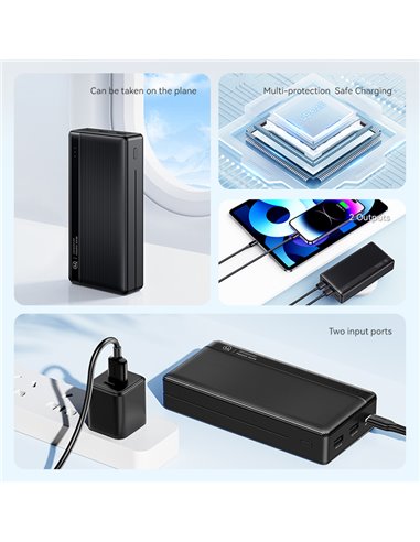 USAMS power bank US-CD205, 2x USB θύρες εξόδου, 10000mAh, 10W, μαύρο