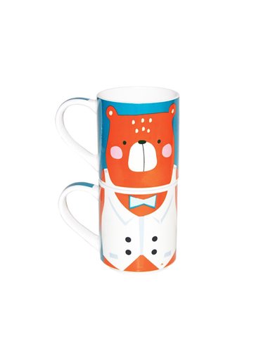 Κούπα από πορσελάνη αρκουδάκι 265ml σετ 2 τεμάχια 11,5x7,7xY8,5εκ.