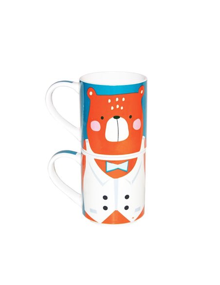 Κούπα από πορσελάνη αρκουδάκι 265ml σετ 2 τεμάχια 11,5x7,7xY8,5εκ.