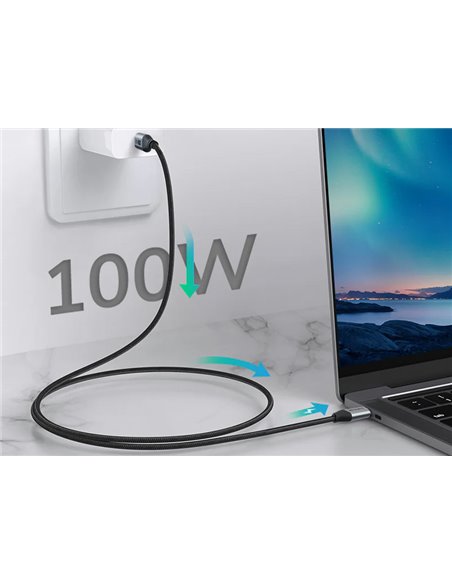 CABLETIME καλώδιο USB-C CMCM100W, 100W PD, 480Mbps, 1.5m, μαύρο