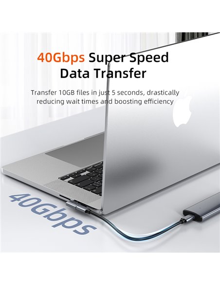 CABLETIME αντάπτορας USB-C CT-OTG41-AG, γωνιακός, USB4, 240W, 40Gbps, 8K, γκρι