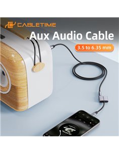 CABLETIME καλώδιο ήχου 3.5mm σε 6.35mm CT-AV321-H11G, 1m, μαύρο