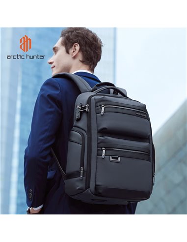 ARCTIC HUNTER τσάντα πλάτης B00682 με θήκη laptop 15.6", USB, λουκέτο TSA, 23.5L, γκρι