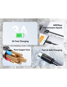 USAMS καλώδιο USB-C σε USB US-SJ732, 18W, 480Mbps, 1m, μαύρο