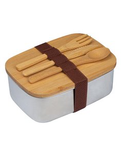 Lunch Box μεταλλικό eco με σετ μαχαιροπίρουνα 18x13x7,2εκ.