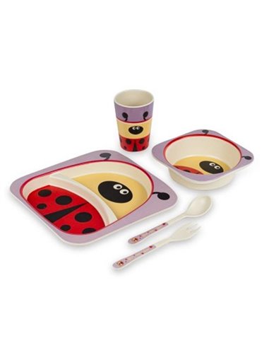 Σετ φαγητού 5 τμχ από bamboo «Lady bug»