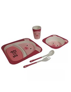 Σετ φαγητού 5 τμχ από bamboo «Pig»