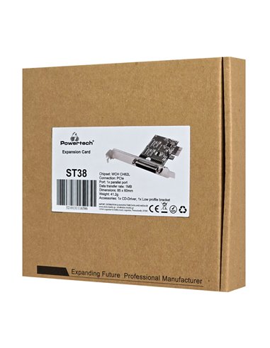 POWERTECH κάρτα επέκτασης PCIe σε 1x parallel ST38, 1MB, 85x60mm