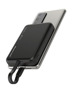 POWERTECH power bank PT-1376 με καλώδιο, 10000mah, magnetic wireless, 20W, μαύρο