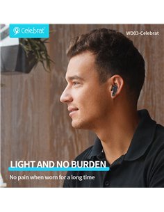 CELEBRAT earphones με θήκη φόρτισης WD03, True Wireless, 13mm, 30/300mAh, μαύρα