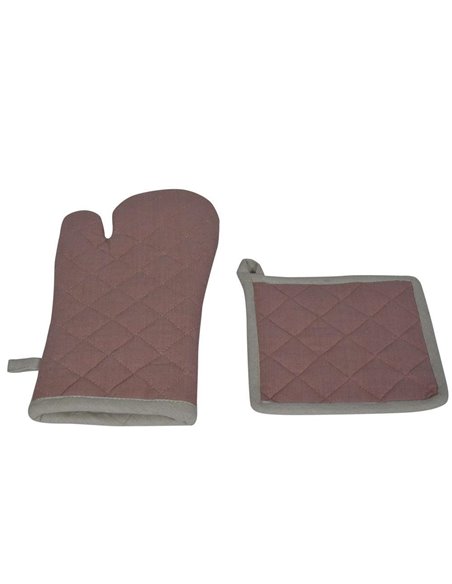 Σετ πιάστρα-γάντι φούρνου "Duo" γκρι 100% βαμβάκι