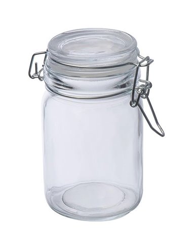 Δοχείο γυάλινο με αεροστεγές κλείσιμο 200 ml. Υ11,5xØ9εκ.