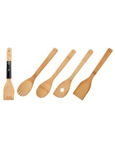 Κουτάλες μαγειρικής από bamboo σετ 4 τεμαχίων