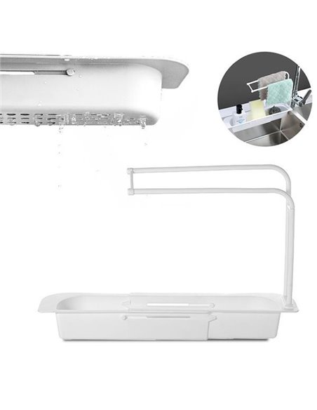 Θήκη οργάνωσης νεροχύτη τηλεσκοπική 37-48x9xΥ29εκ. λευκή