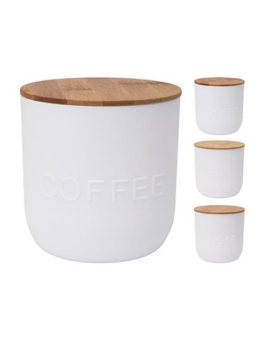 Σετ 3 κουτιά αποθήκευσης coffee/tea/sugar 1000ml πλαστικά Ø12xΥ12εκ.