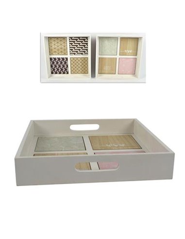 Δίσκος σερβιρίσματος ξύλινος "shabby" Υ4,5x25x25εκ.