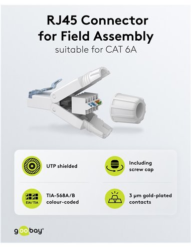 GOOBAY βύσμα RJ45 65941, CAT 6A UTP, tool-free, λευκό