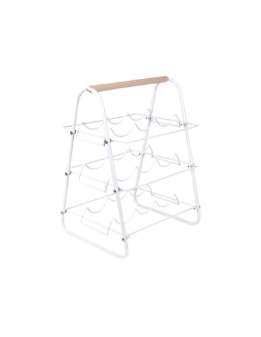 Θήκη μεταλλική λευκή για 9 μπουκάλια κρασιού Υ48x29x9,2εκ.