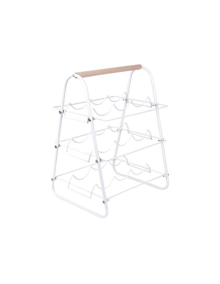 Θήκη μεταλλική λευκή για 9 μπουκάλια κρασιού Υ48x29x9,2εκ.