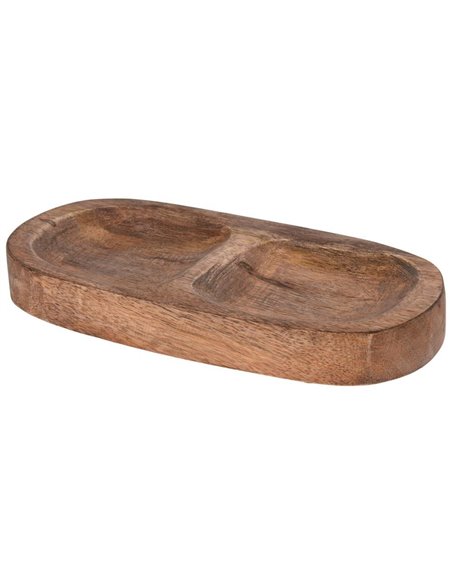 Μπωλ δύο θέσεων Υ2.5x20x10εκ. από ξύλο μάνγκο