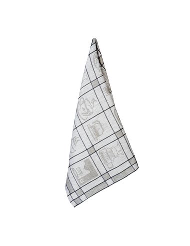 Πετσέτα-ποτηρόπανo κουζίνας "Coffee" γκρι λινό 45x65εκ.