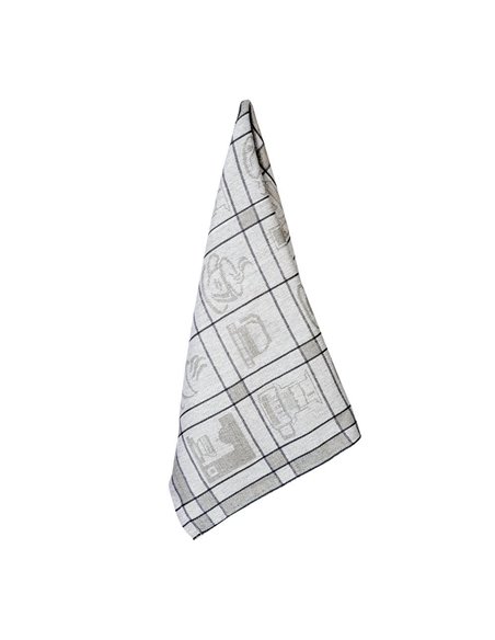 Πετσέτα-ποτηρόπανo κουζίνας "Coffee" γκρι λινό 45x65εκ.