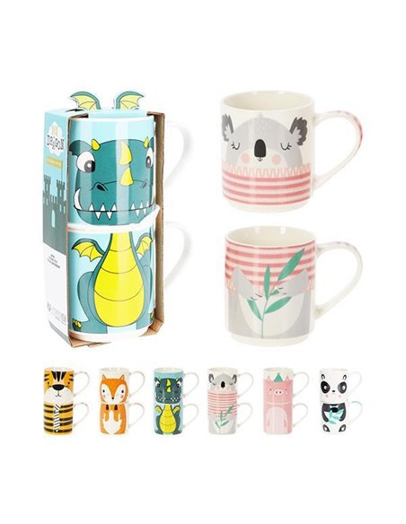 Κούπες από πορσελάνη 265ml σετ 2 τμχ 11,5x7,7xY8,5εκ. κοκτέηλ 6 σχέδια