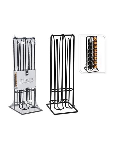 Θήκη για κάψουλες για μηχανή καφέ, μεταλλική, μαύρη 12x10xY29εκ.