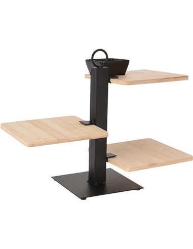 Πιατέλα σερβιρίσματος τριώροφη bamboo μαύρο μεταλλικό κορμό Υ27x32x15εκ.