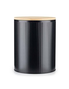 Κουτί αποθήκευσης μεταλλικό μαύρο με bamboo καπάκι 1700ml Ø13,5xΥ17,5εκ.