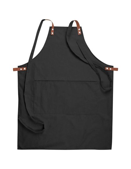 Ποδιά barista - σερβιτόρου από βαμβάκι, μαύρη Υ88x66x5εκ.