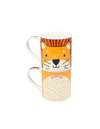 Κούπα από πορσελάνη λιοντάρι 265ml σετ 2 τεμάχια 11,5x7,7xY8,5εκ.