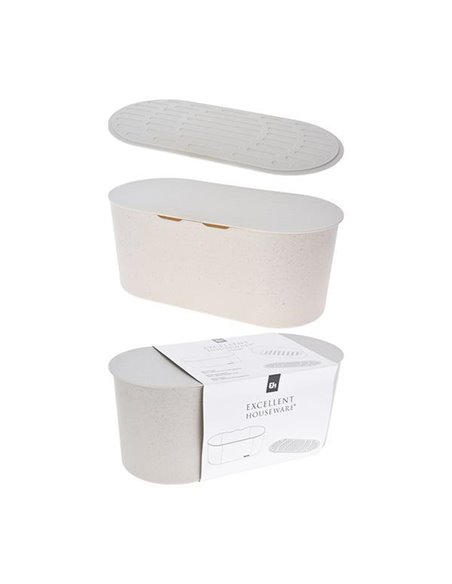 Ψωμιέρα πλαστική με καπάκι 39x18xΥ16,3εκ. λευκή