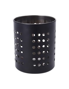 Θήκη για μαχαιροπίρουνα, ανοξείδωτη, μαύρη Ø10,5x13,1εκ.