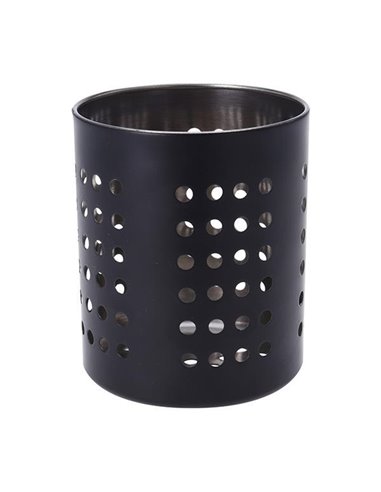 Θήκη για μαχαιροπίρουνα, ανοξείδωτη, μαύρη Ø10,5x13,1εκ.